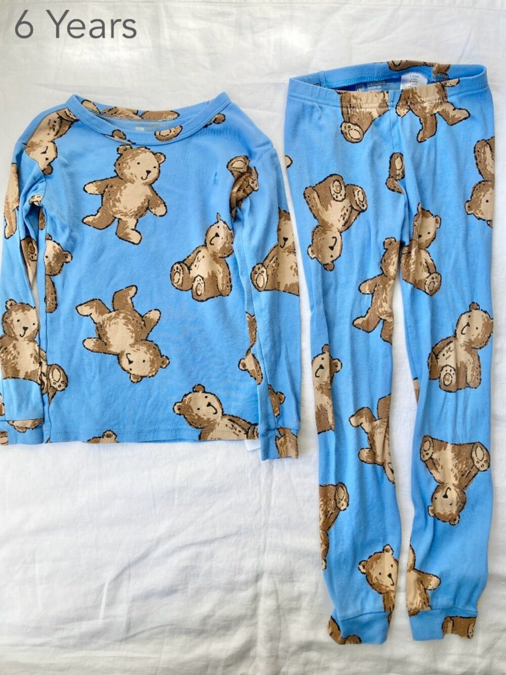 🪴5/$30 GAP 6 Years Kid Bear Blue Pajamas Matching Set